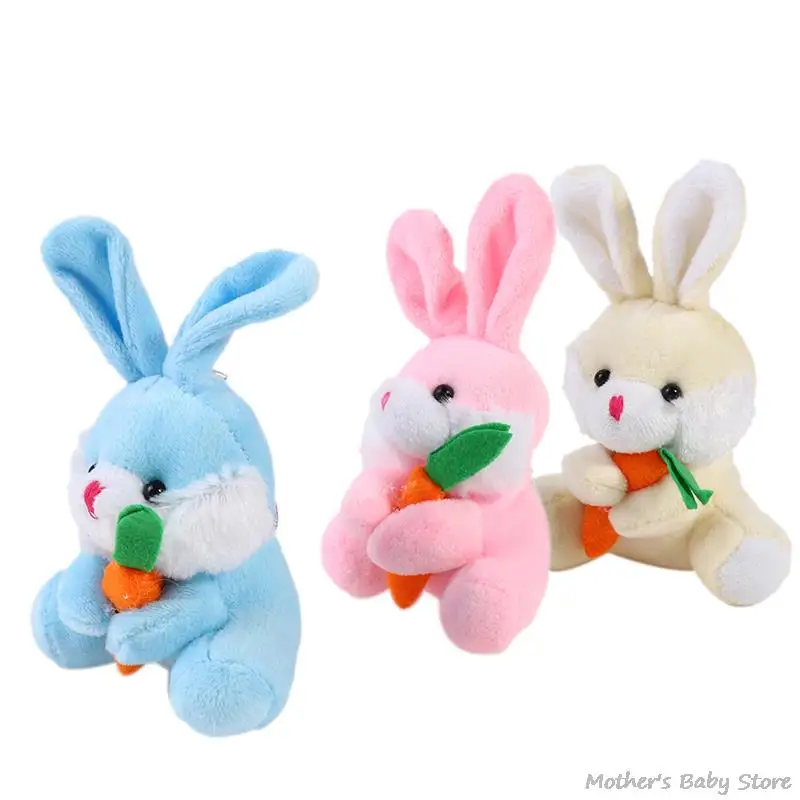 1 ADET Kawaii Peluş Bebek Tavşan Havuç İle 10CM Oyuncak çocuk Oyuncak Tavşan Anahtarlıklar El Yapımı Çanta Kolye moda takı Süs Görüntü 0