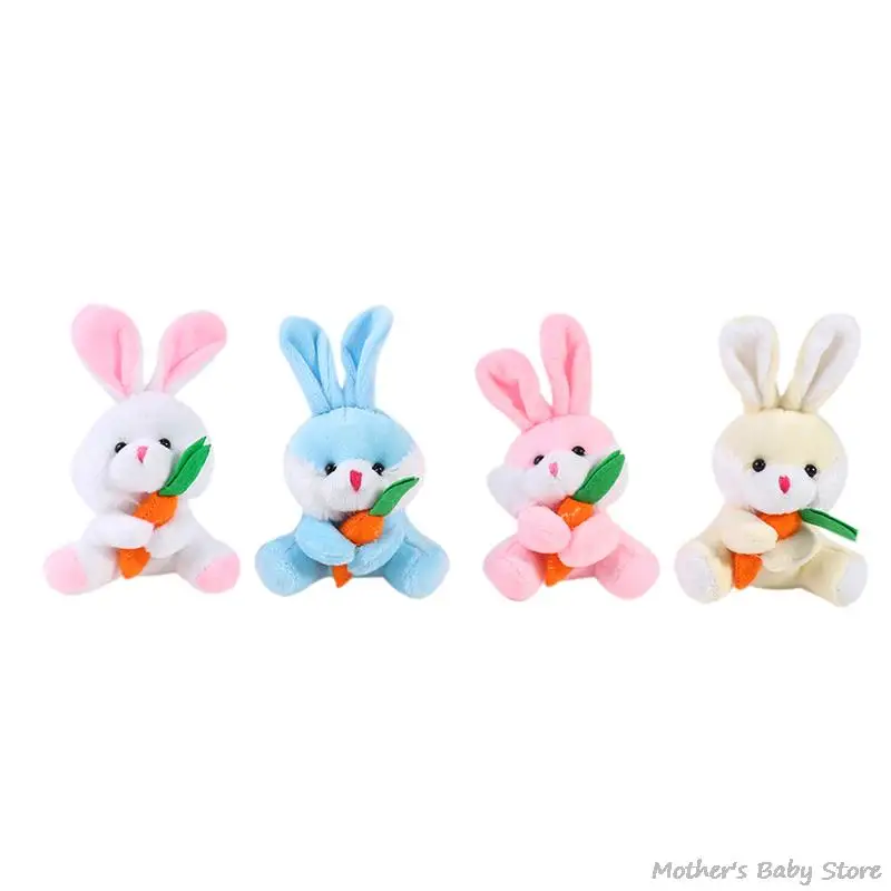 1 ADET Kawaii Peluş Bebek Tavşan Havuç İle 10CM Oyuncak çocuk Oyuncak Tavşan Anahtarlıklar El Yapımı Çanta Kolye moda takı Süs Görüntü 1