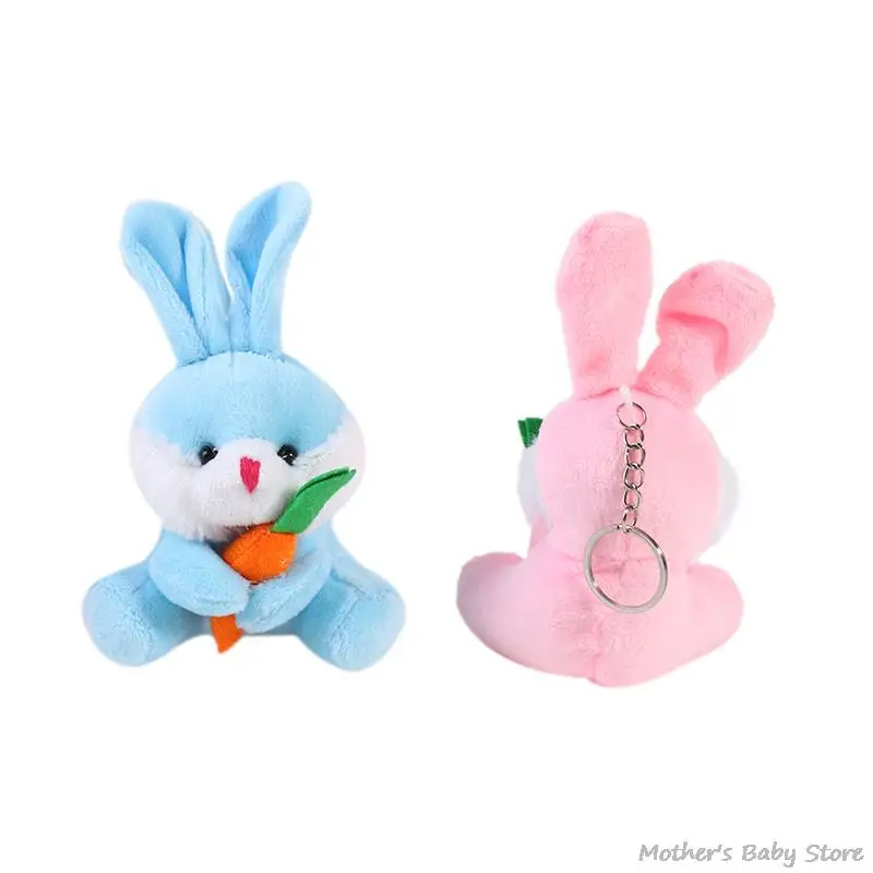 1 ADET Kawaii Peluş Bebek Tavşan Havuç İle 10CM Oyuncak çocuk Oyuncak Tavşan Anahtarlıklar El Yapımı Çanta Kolye moda takı Süs Görüntü 4