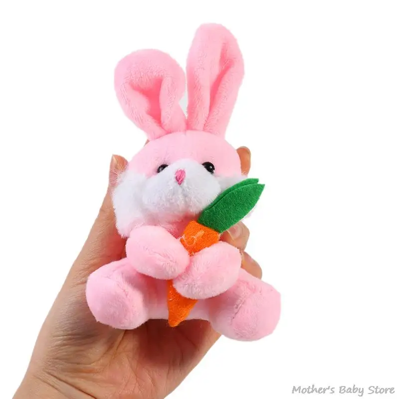 1 ADET Kawaii Peluş Bebek Tavşan Havuç İle 10CM Oyuncak çocuk Oyuncak Tavşan Anahtarlıklar El Yapımı Çanta Kolye moda takı Süs Görüntü 5