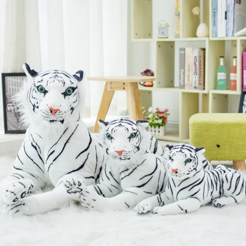 1 ADET Sevimli Beyaz 30/40/45/57/72/82CM Tigers peluş oyuncaklar Simülasyon Tigers Dolması Bebekler Bebek Yastık Peluş çocuklar için doğum günü hediyesi Görüntü 2