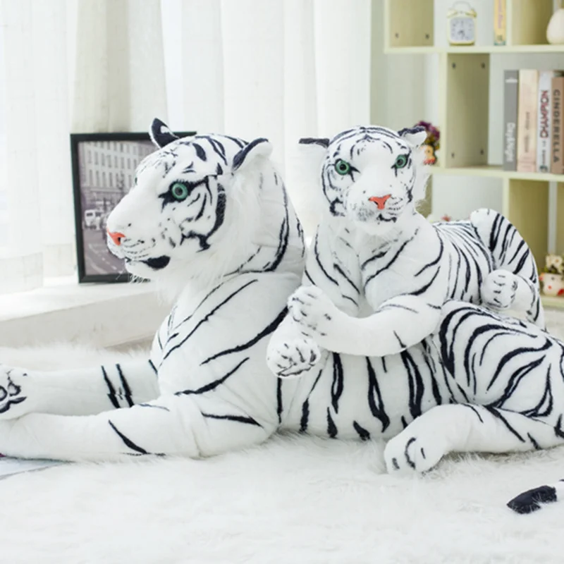 1 ADET Sevimli Beyaz 30/40/45/57/72/82CM Tigers peluş oyuncaklar Simülasyon Tigers Dolması Bebekler Bebek Yastık Peluş çocuklar için doğum günü hediyesi Görüntü 4