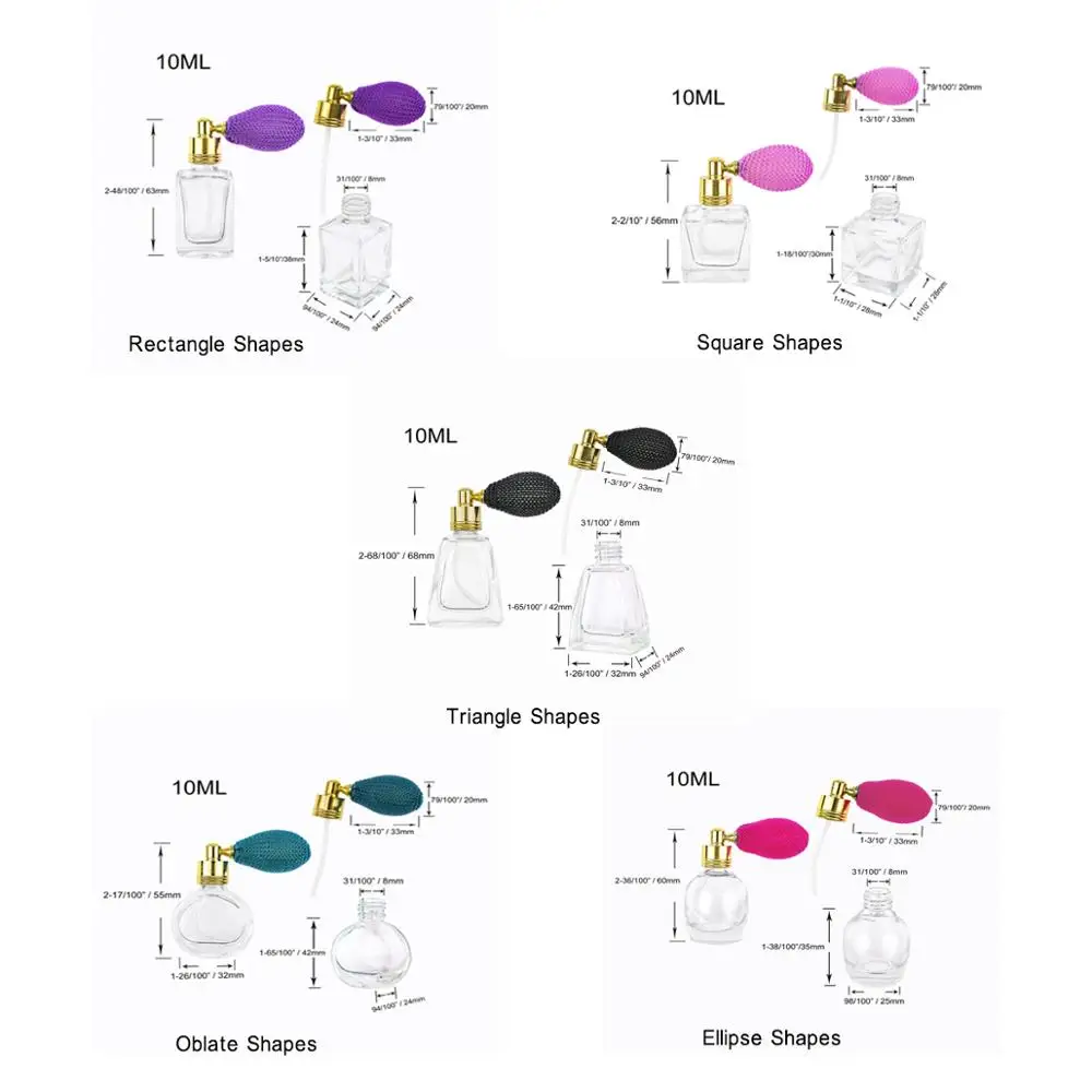 10ml Mini Parfüm Şişesi ile Donatılmış Renkli Hava Yastığı Memesi Şeffaf Cam Mücevher Kutusu 5 Adet Seyahat Alt Şişeler Görüntü 5