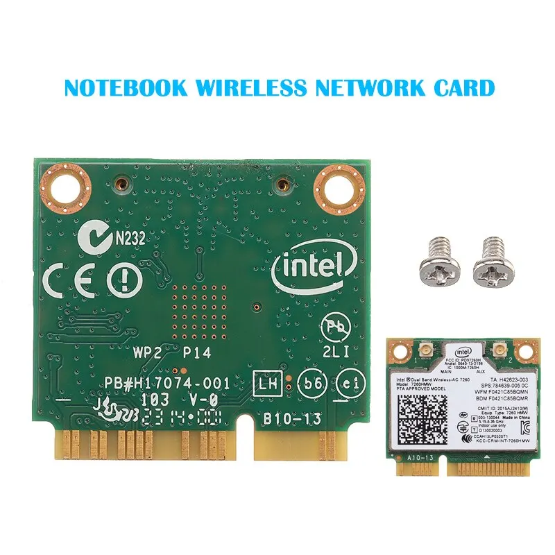 2.4 / 5GHz Çift Bantlı Kablosuz PCI-E Ağ Kartı Intel 7260HMW AC Mini Dizüstü Bilgisayar Kartları Windows 7/8/10 Görüntü 0