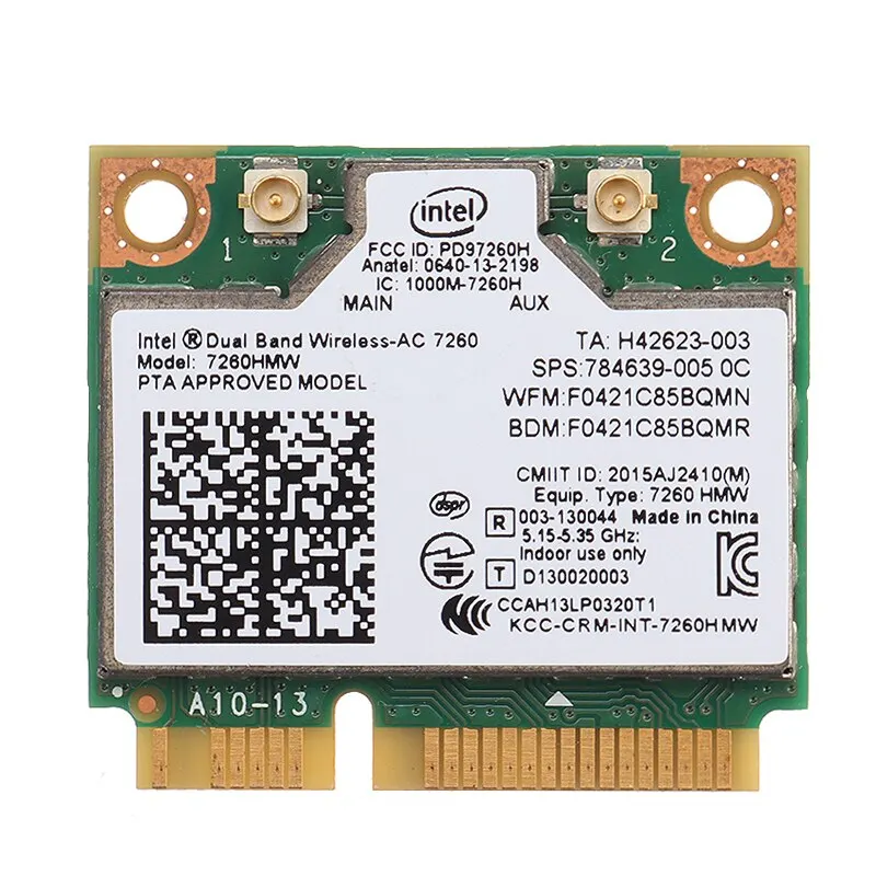 2.4 / 5GHz Çift Bantlı Kablosuz PCI-E Ağ Kartı Intel 7260HMW AC Mini Dizüstü Bilgisayar Kartları Windows 7/8/10 Görüntü 4