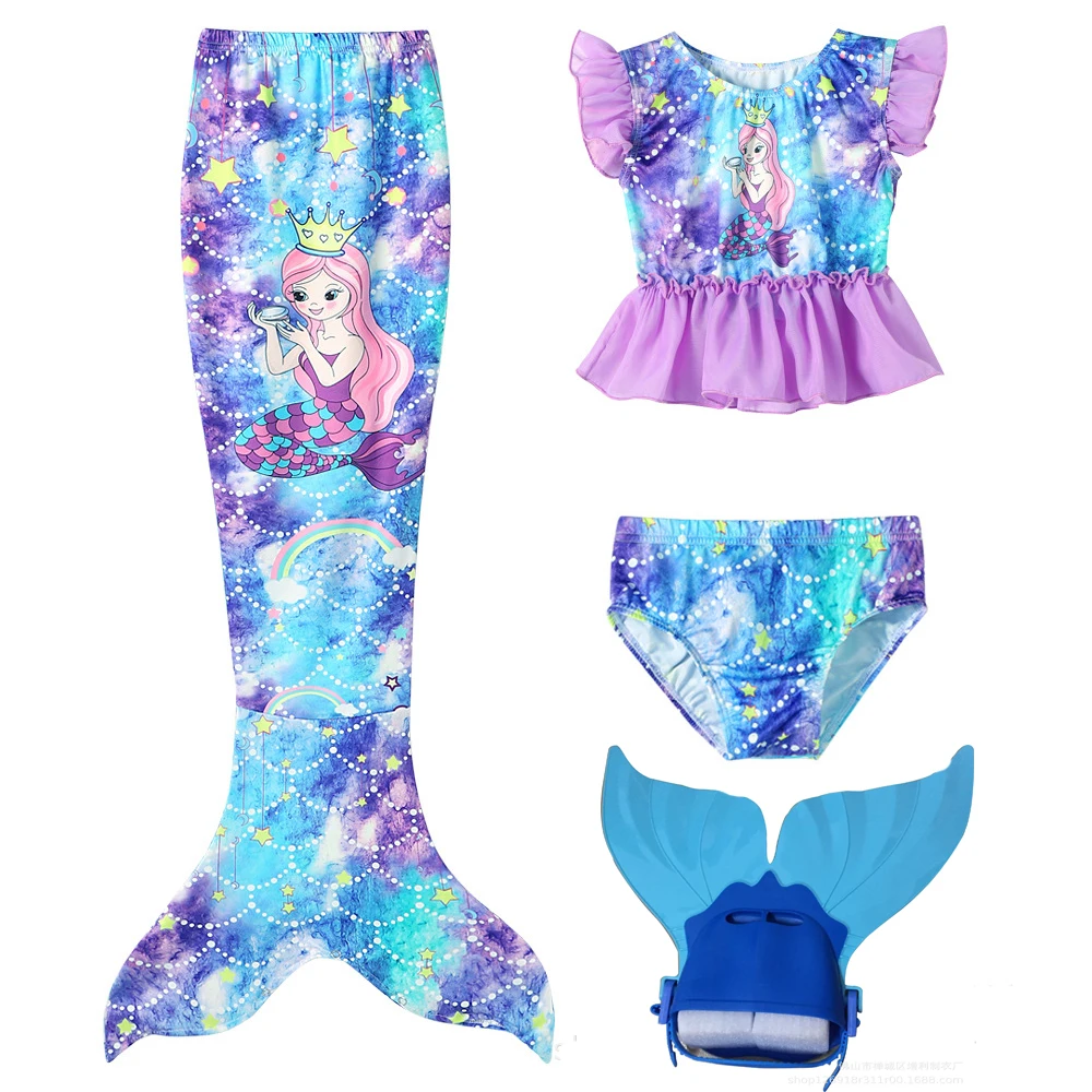 2021 Kızlar Yüzülebilir Denizkızı Kuyruğu Prenses Elbise Çocuklar Tatil Mermaid Kostüm Cosplay Mayo Doğum Günü Çocuk Plaj Giysileri Görüntü 4
