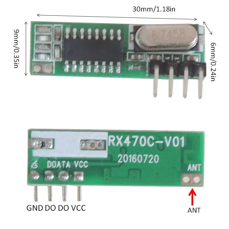 433 Mhz Süperheterodin RF Alıcı Modülü ve Verici Modülü Arduino DİY Kiti için anten ile 433 MHz Uzaktan kumandalar Görüntü 1