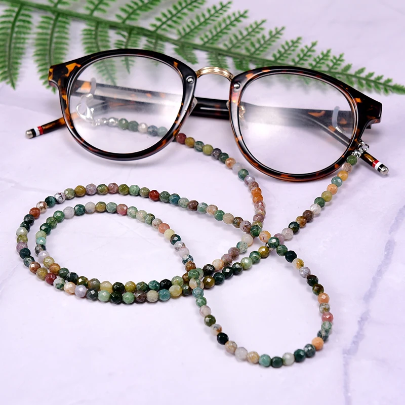 4mm Doğal taş Kordon Gözlük Zincirleri Kadınlar İçin 2021 Yeni Moda 72cm Güneş Gözlüğü Zincirleri Toptan Görüntü 0
