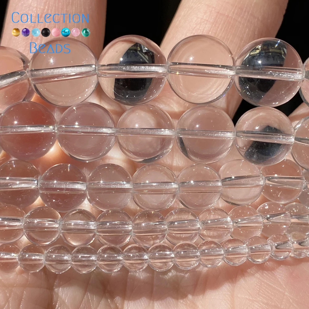 Beyaz Cam Kristaller Spacer Yuvarlak Boncuk Takı Yapımı İçin 4-12mm DIY bilezikler Aksesuarları Toptan Görüntü 1
