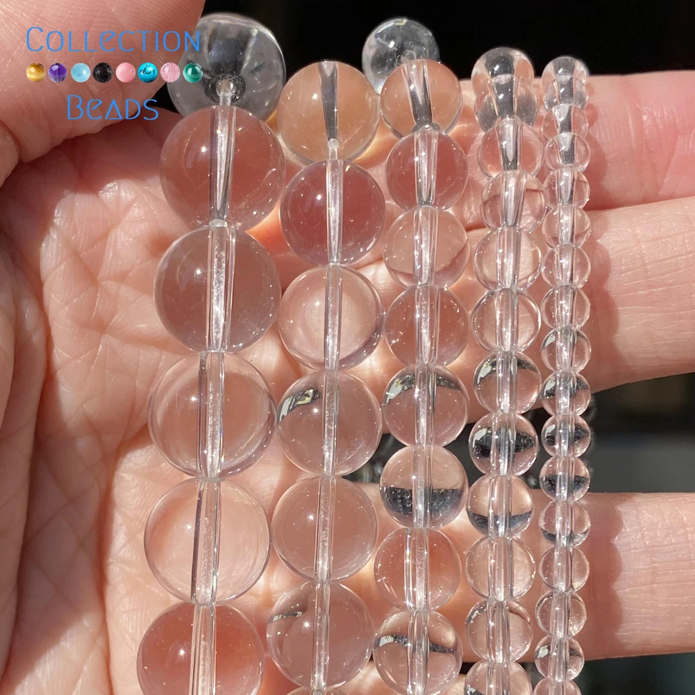 Beyaz Cam Kristaller Spacer Yuvarlak Boncuk Takı Yapımı İçin 4-12mm DIY bilezikler Aksesuarları Toptan Görüntü 2
