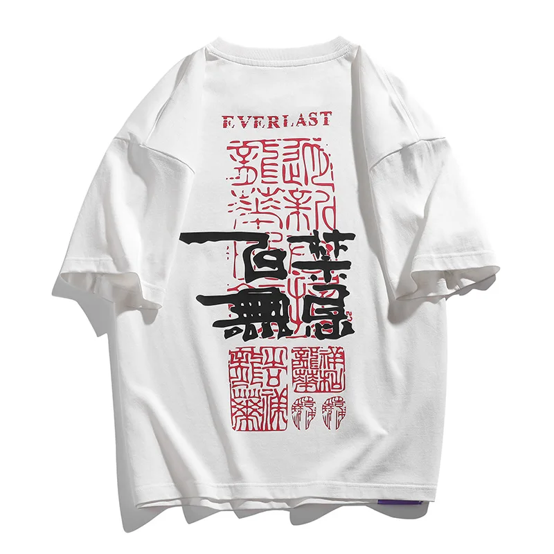 CAAYU Erkek 2022 Yaz Grafik T-shirt Büyük Boy Harajuku Rahat Japon Streetwear Hip Hop Retro Trend Erkek T Shirt erkekler için Görüntü 3
