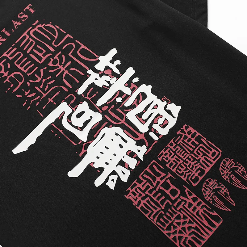 CAAYU Erkek 2022 Yaz Grafik T-shirt Büyük Boy Harajuku Rahat Japon Streetwear Hip Hop Retro Trend Erkek T Shirt erkekler için Görüntü 5
