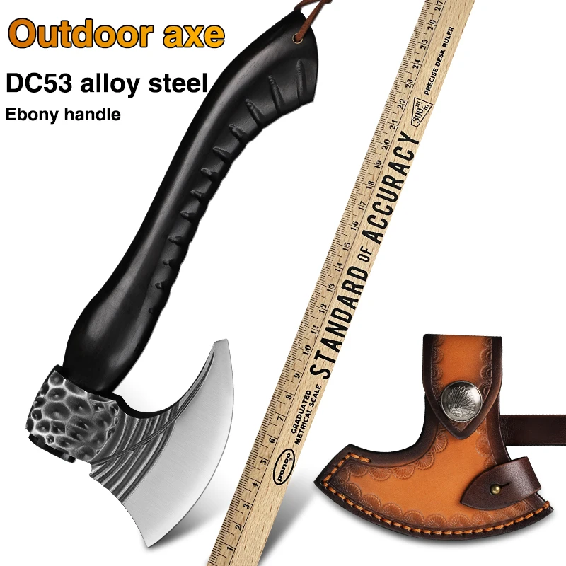 DC53 çelik sabit bıçak kısa saplı balta kemik bıçak keskin ve dayanıklı balta açık macera taşınabilir hayatta kalma aracı bıçak yangın baltası Görüntü 0
