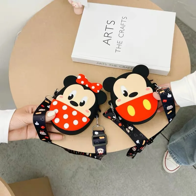 Disney Mickey Minnie Mouse Sevimli Fincan Mini Çocuk Çantası Silikon Çanta Çapraz çanta bozuk para cüzdanı askılı çanta Oyuncak Çocuklar için Hediye Görüntü 2