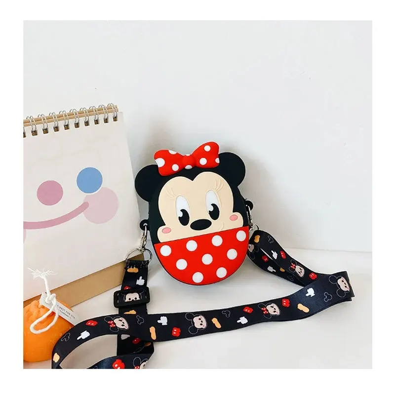 Disney Mickey Minnie Mouse Sevimli Fincan Mini Çocuk Çantası Silikon Çanta Çapraz çanta bozuk para cüzdanı askılı çanta Oyuncak Çocuklar için Hediye Görüntü 5