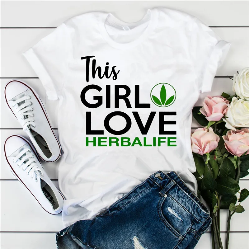 Dlrn Bu Kız Seviyor Herbalife Mektuplar Baskı Kadın Tişört Rahat Komik T Shirt Casual Tops Tee Kawaii Streetwear Camiseta Mujer Görüntü 0