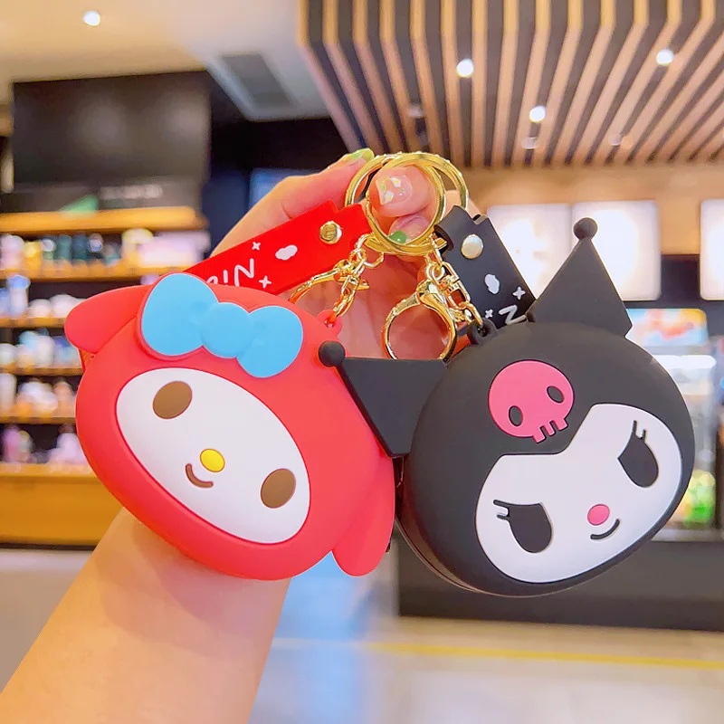 Kawaii Sanrioed bozuk para cüzdanı Anahtarlık Sevimli Hello Kitty Kuromi Cinnamoroll Melodi Karikatür saklama çantası Anahtarlıklar Kolye Kız Hediye Görüntü 4