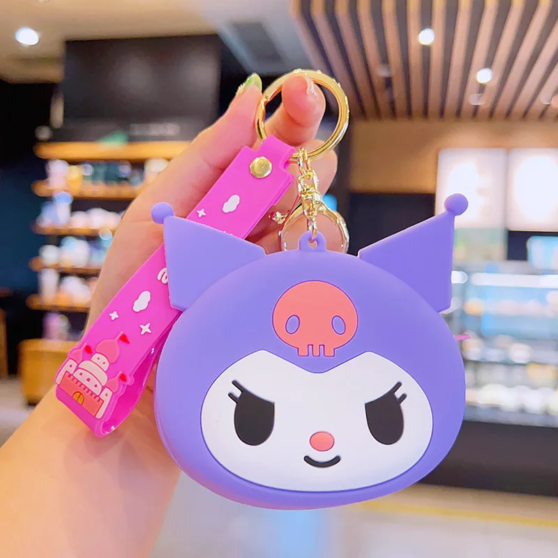 Kawaii Sanrioed bozuk para cüzdanı Anahtarlık Sevimli Hello Kitty Kuromi Cinnamoroll Melodi Karikatür saklama çantası Anahtarlıklar Kolye Kız Hediye Görüntü 5