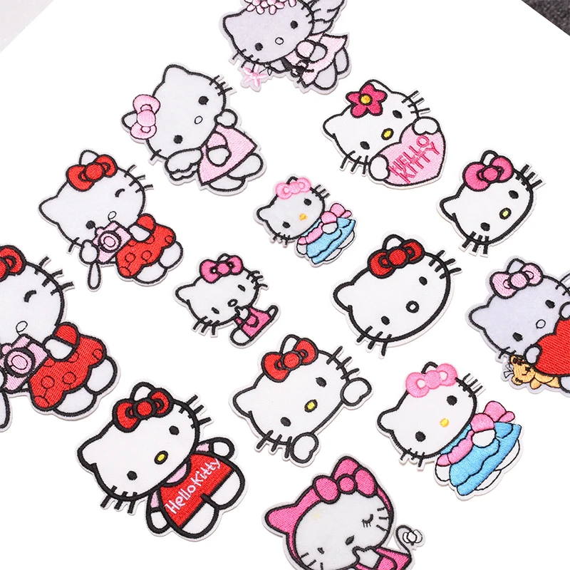 Kawaii Sanrios Anime Karikatür Kt Kedi Yama Demir On İşlemeli Giyim Yamalar Çocuk Giysileri Aplikler Çıkartmalar T-Shirt Rozeti Hediye Görüntü 1