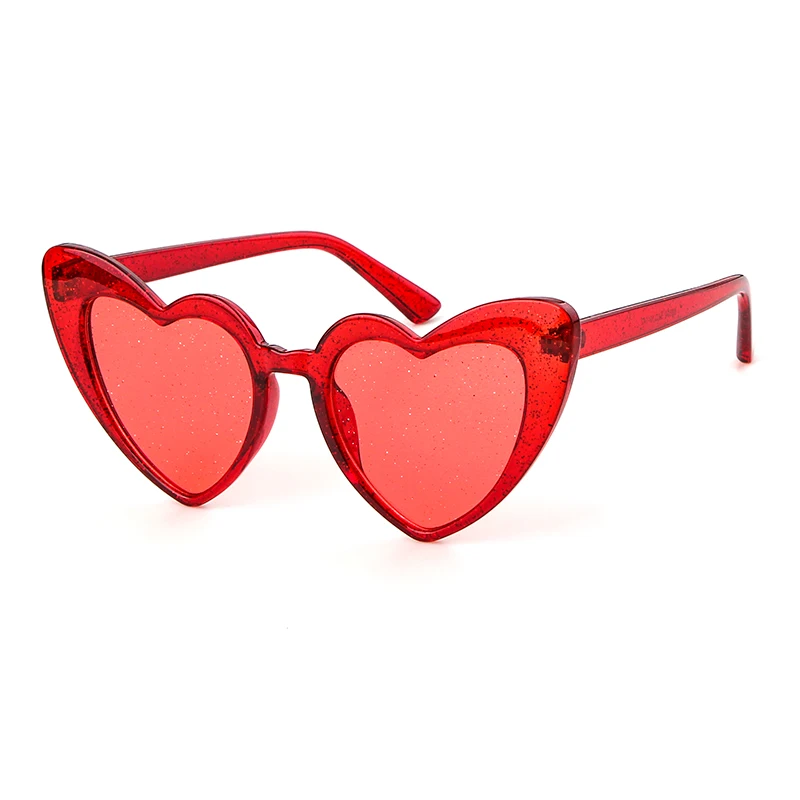 KIM CUTIE Kadın Güneş Gözlüğü Vintage Marka Tasarımcısı Kırmızı Kalp Şekli pembe sim Lens Komik güneş gözlüğü Kız Parti Festivali OM863 Görüntü 2