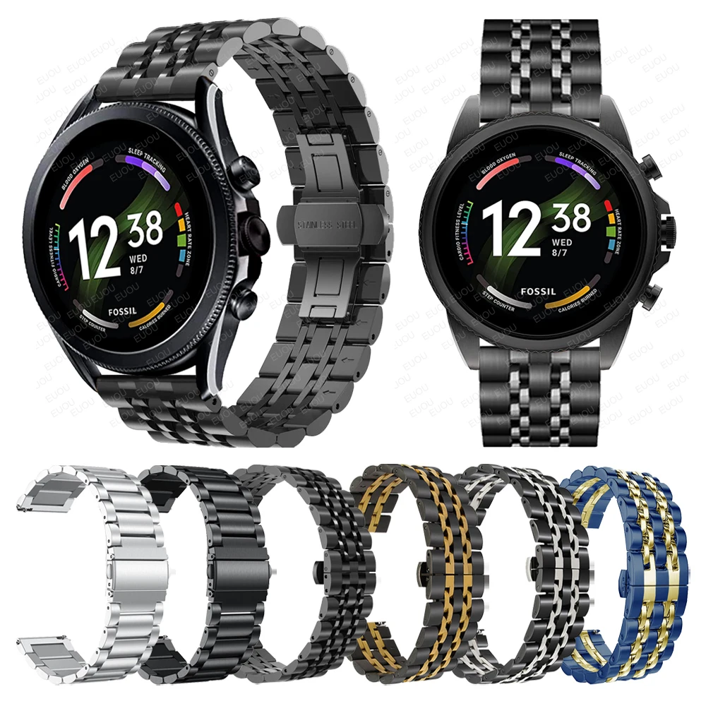 Paslanmaz Çelik Kayış Fosil GEN 6 44mm GEN6 Metal Bant Fosil GEN 5E 44mm / GEN 5 LTE 45mm Smartwatch Watchband Bilezik Görüntü 0