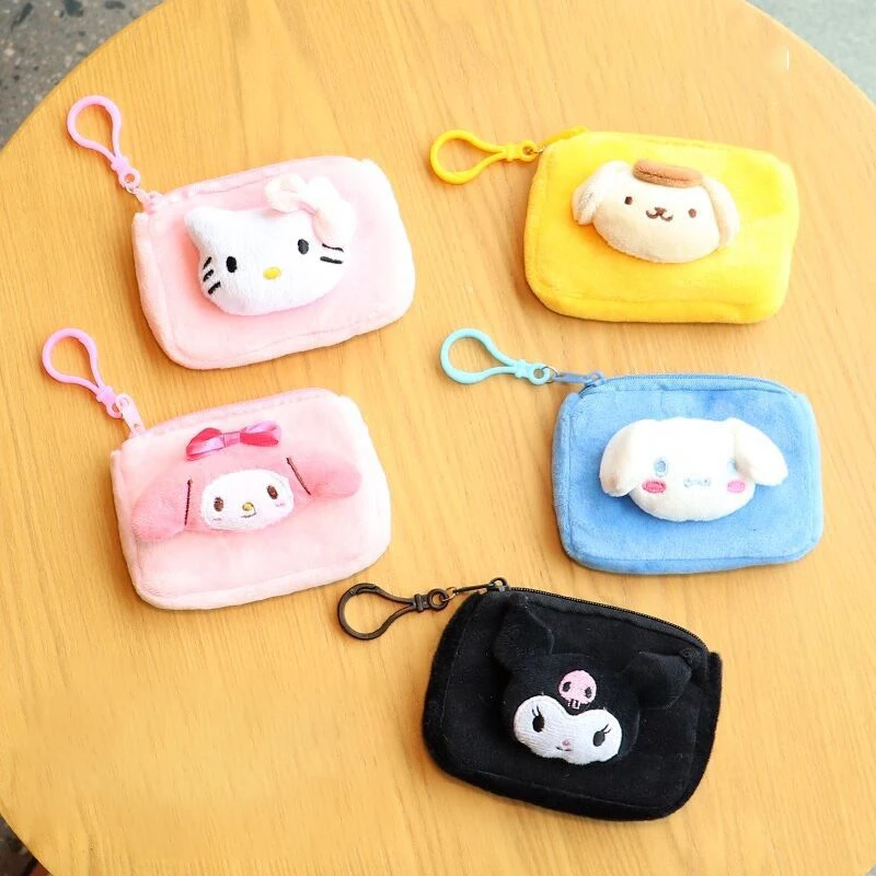 Sanrio Hello Kitty Kedi Kuromi Kawaii Karikatür bozuk para cüzdanı Sevimli Dolması Bebekler Hayvanlar Kolye peluş çanta Kızlar için Doğum Günü Hediyeleri Görüntü 0