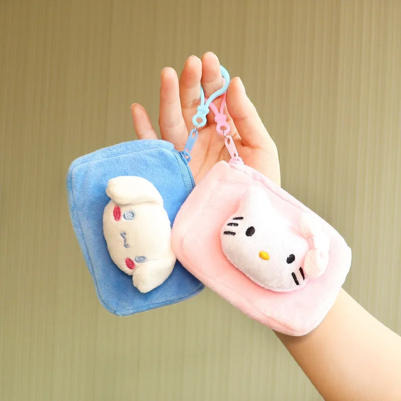 Sanrio Hello Kitty Kedi Kuromi Kawaii Karikatür bozuk para cüzdanı Sevimli Dolması Bebekler Hayvanlar Kolye peluş çanta Kızlar için Doğum Günü Hediyeleri Görüntü 5