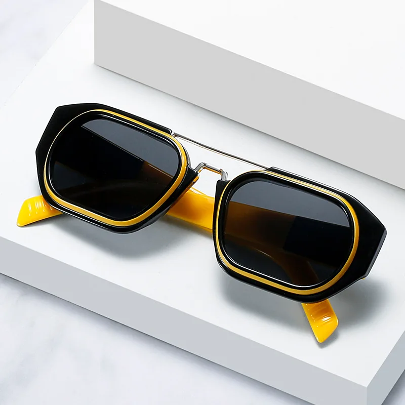 SHAUNA Retro Çift Köprüler Kare Kadın Güneş Gözlüğü Moda Marka Tasarımcısı Degrade Ayna Gözlük Shades UV400 Erkekler güneş gözlüğü Görüntü 1