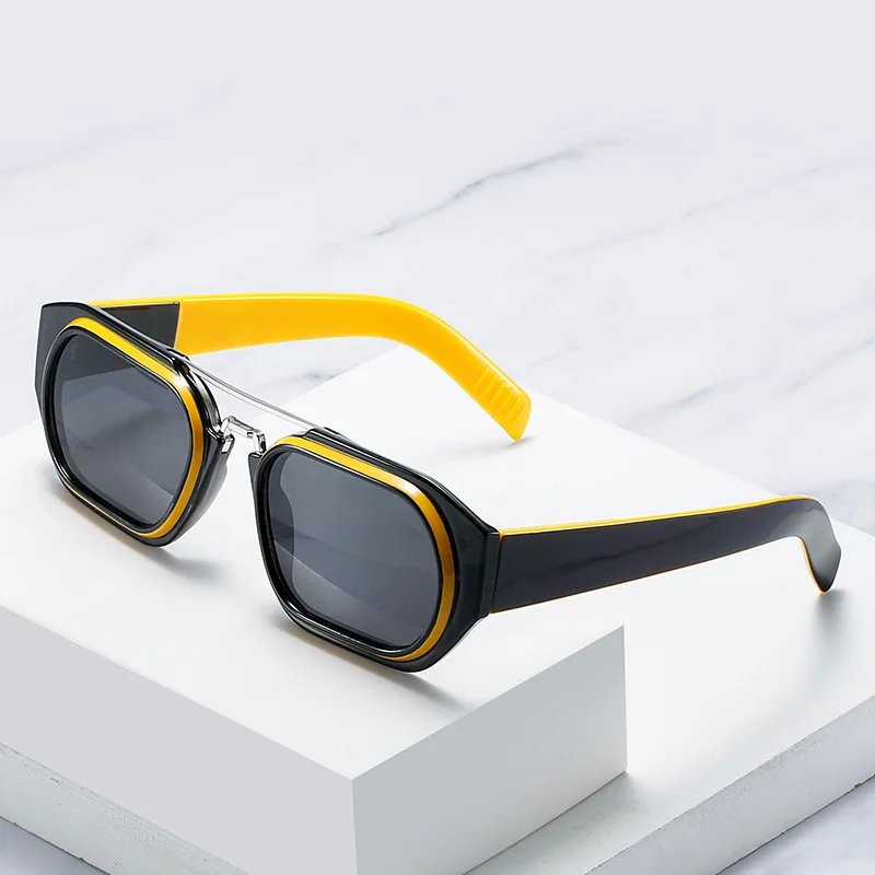 SHAUNA Retro Çift Köprüler Kare Kadın Güneş Gözlüğü Moda Marka Tasarımcısı Degrade Ayna Gözlük Shades UV400 Erkekler güneş gözlüğü Görüntü 2
