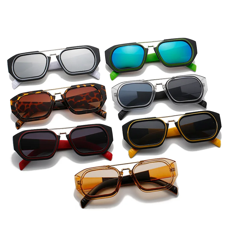 SHAUNA Retro Çift Köprüler Kare Kadın Güneş Gözlüğü Moda Marka Tasarımcısı Degrade Ayna Gözlük Shades UV400 Erkekler güneş gözlüğü Görüntü 3