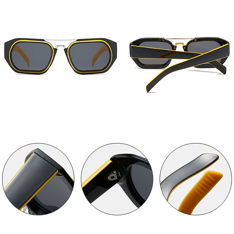SHAUNA Retro Çift Köprüler Kare Kadın Güneş Gözlüğü Moda Marka Tasarımcısı Degrade Ayna Gözlük Shades UV400 Erkekler güneş gözlüğü Görüntü 5