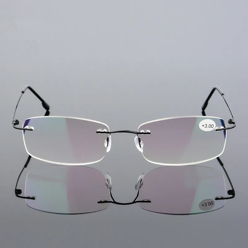 Superelastic Katlanabilir okuma gözlüğü Yaşlı Çerçevesiz Ultra hafif Bellek Alaşım Çerçevesiz Gözlük Dikdörtgen Gözlük Görüntü 0