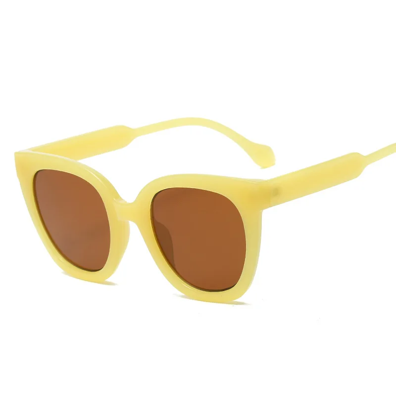 Trendy Moda Yuvarlak Çerçeve Kadın Güneş Gözlüğü Moda Jöle Sarı Çay Gözlük Trend Erkekler Kare güneş gözlüğü Shades UV400 s21126 Görüntü 4