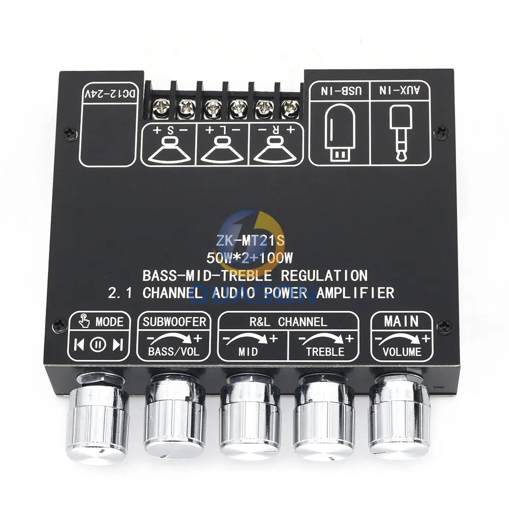 ZK-MT21S 2.1 Kanal Bluetooth 5.1 Subwoofer Amplifikatör devre kartı modülü 50WX2 + 100W Güç Ses Stereo Amplifikatör Kurulu Görüntü 4