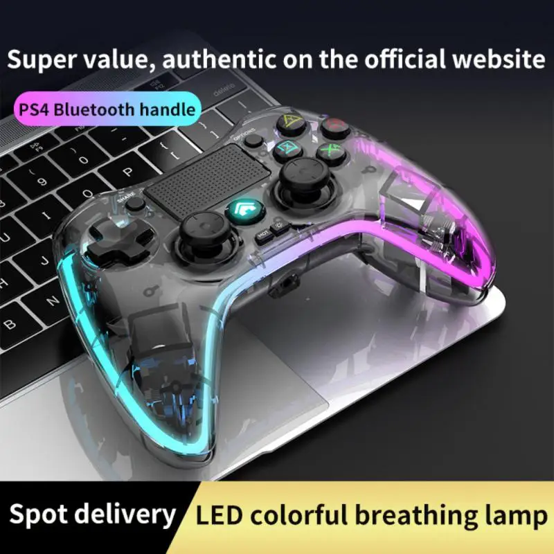 Şeffaf kristal Bluetooth Gamepad kablosuz kolu renkli ışık oyun denetleyicisi için anahtarı / PS4 / Android HID / IOS / bilgisayar Görüntü 0