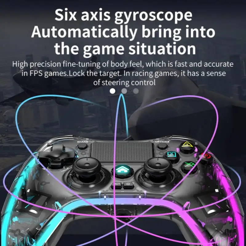 Şeffaf kristal Bluetooth Gamepad kablosuz kolu renkli ışık oyun denetleyicisi için anahtarı / PS4 / Android HID / IOS / bilgisayar Görüntü 2