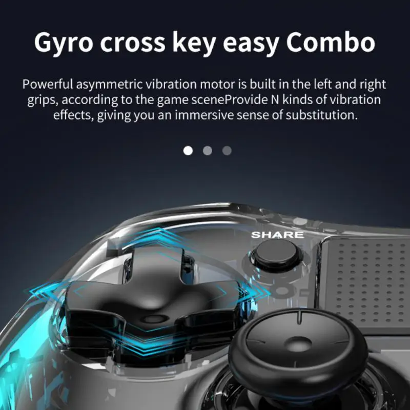 Şeffaf kristal Bluetooth Gamepad kablosuz kolu renkli ışık oyun denetleyicisi için anahtarı / PS4 / Android HID / IOS / bilgisayar Görüntü 3
